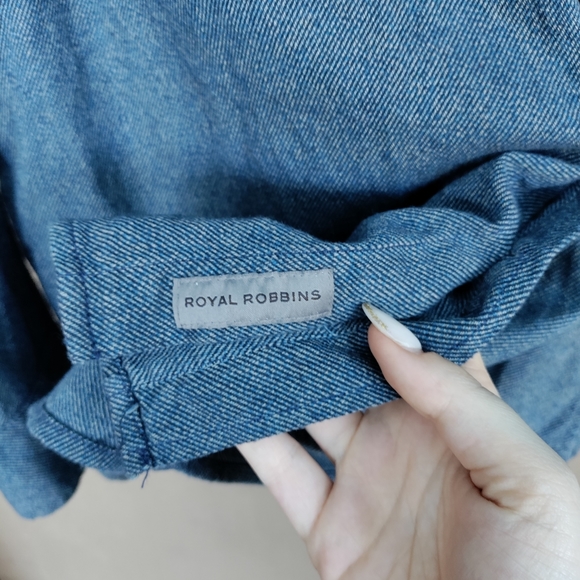 Men's Royal Robbins 100% Cotton Long Sleeve Button Up Shirt Blue - Picture 9 of 11